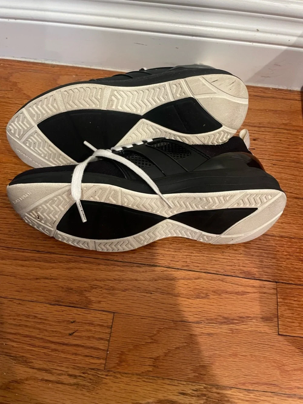 Tory Burch Women’s Black Athletic Sneakers with White Laces (size 8)